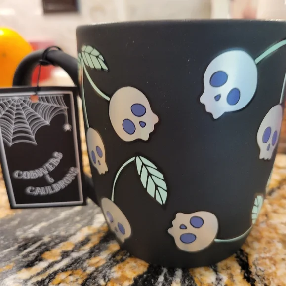 Cobwebs and Cauldrons Skull Cherry Soft Touch Halloween Mug - Picture 1 of 4